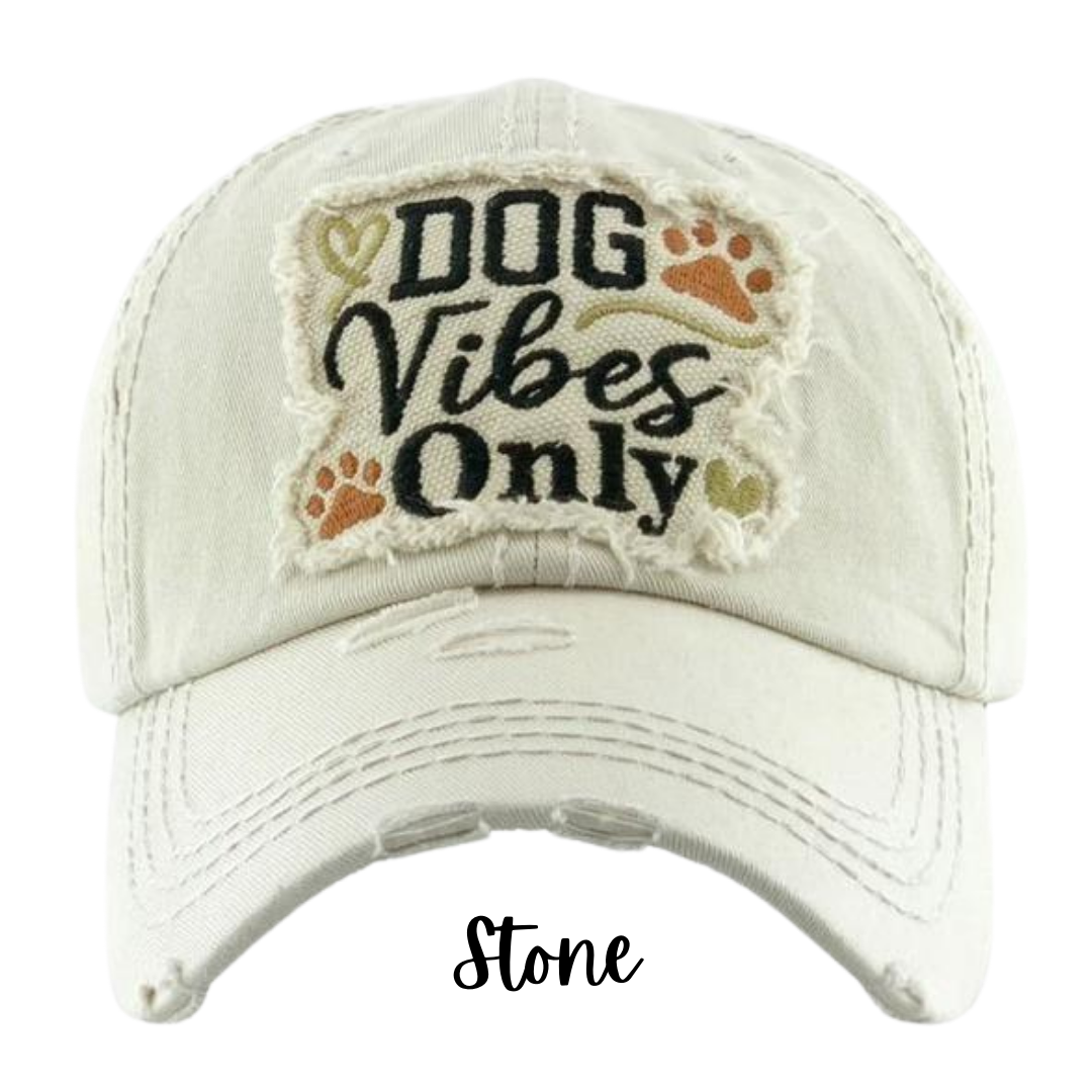 Dog Vibes Only Distressed Baseball Hat