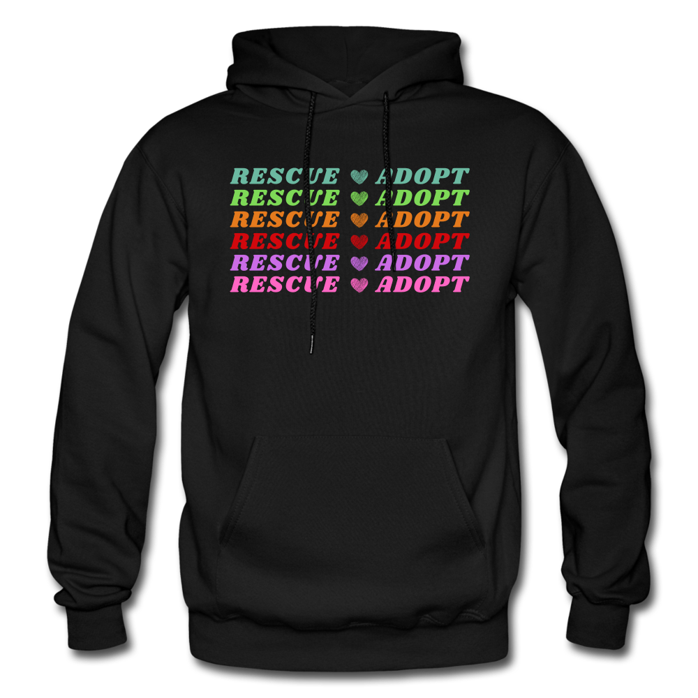 Rescue Adopt Rainbow Hoodie - black