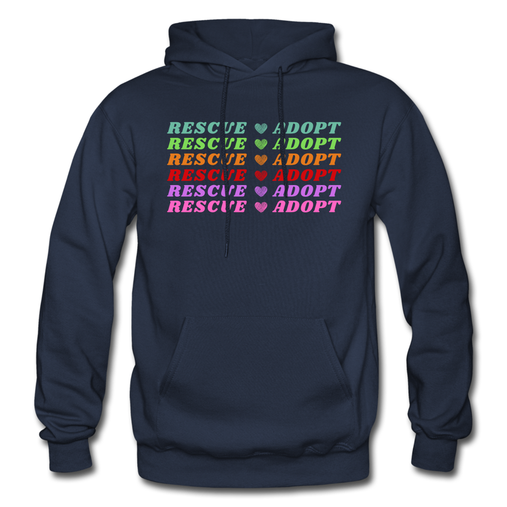 Rescue Adopt Rainbow Hoodie - navy