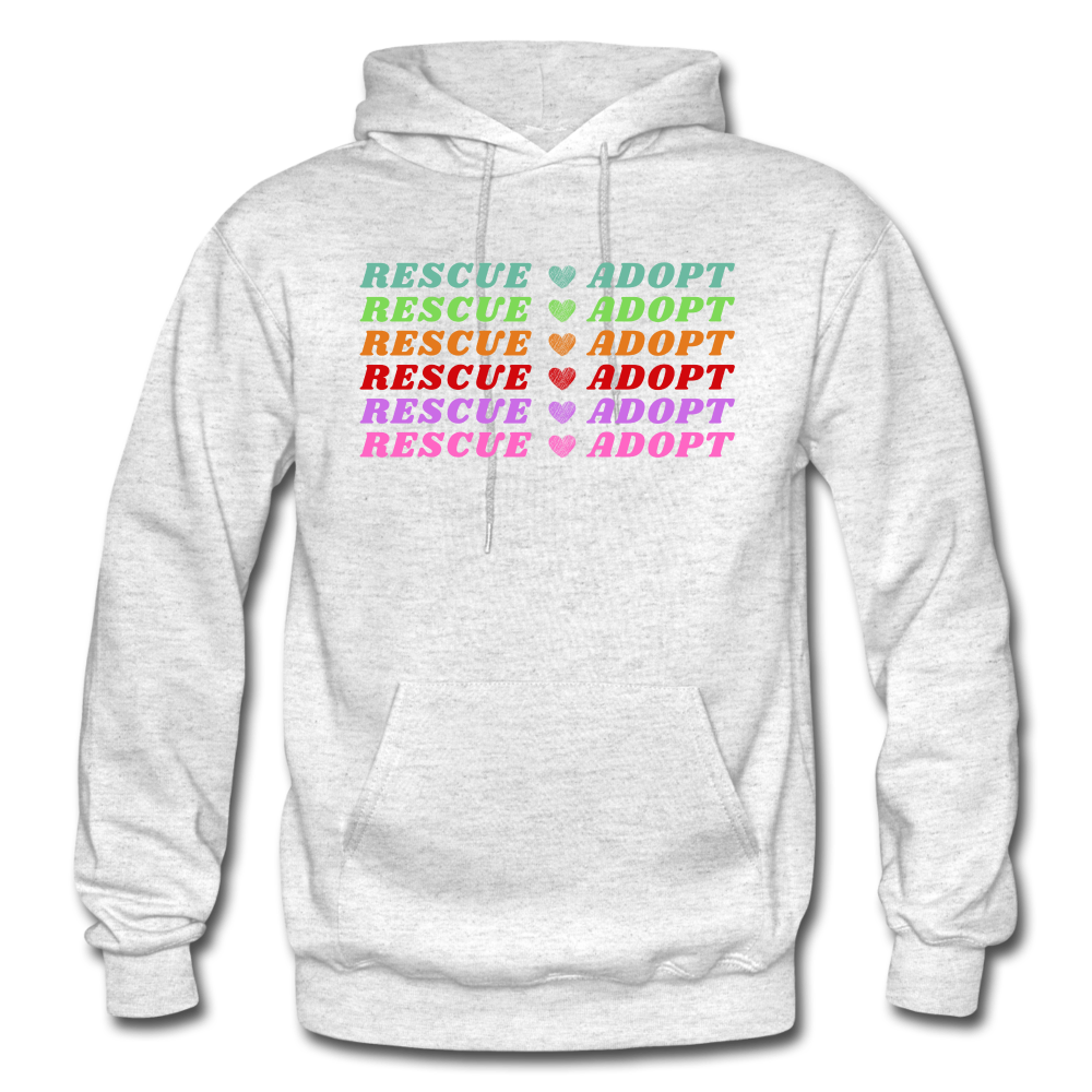 Rescue Adopt Rainbow Hoodie - light heather gray