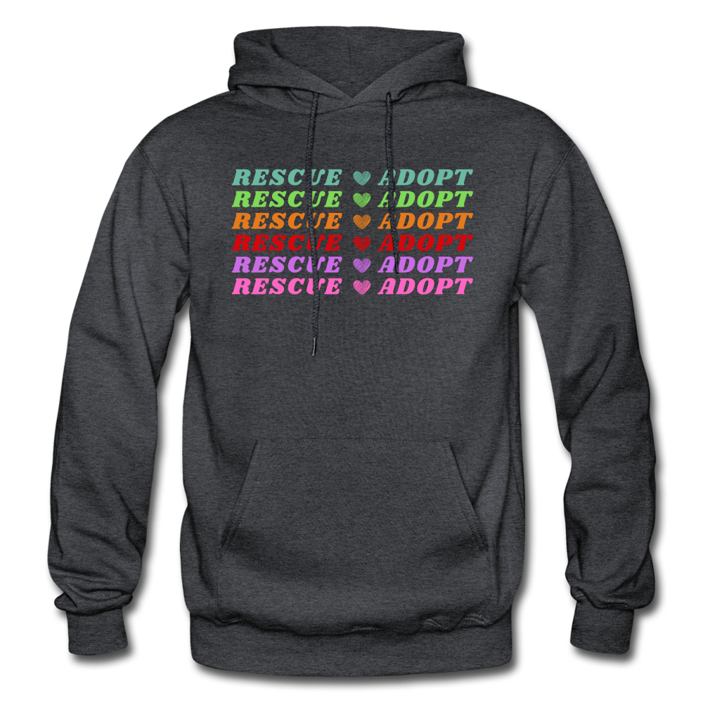 Rescue Adopt Rainbow Hoodie - charcoal grey