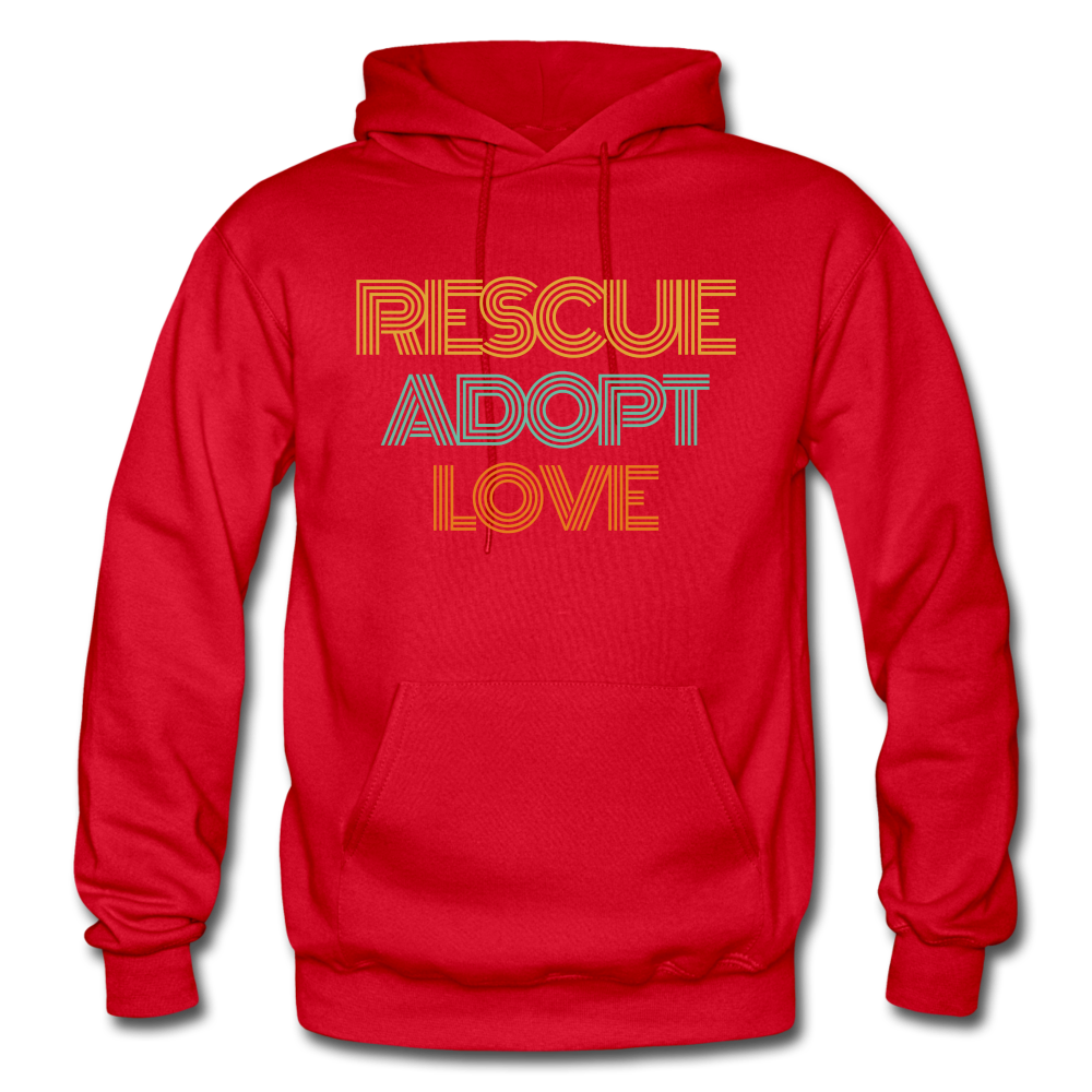 Rescue Adopt Love Hoodie - red
