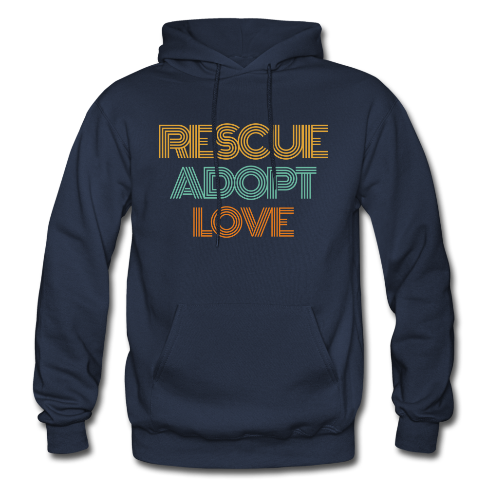 Rescue Adopt Love Hoodie - navy