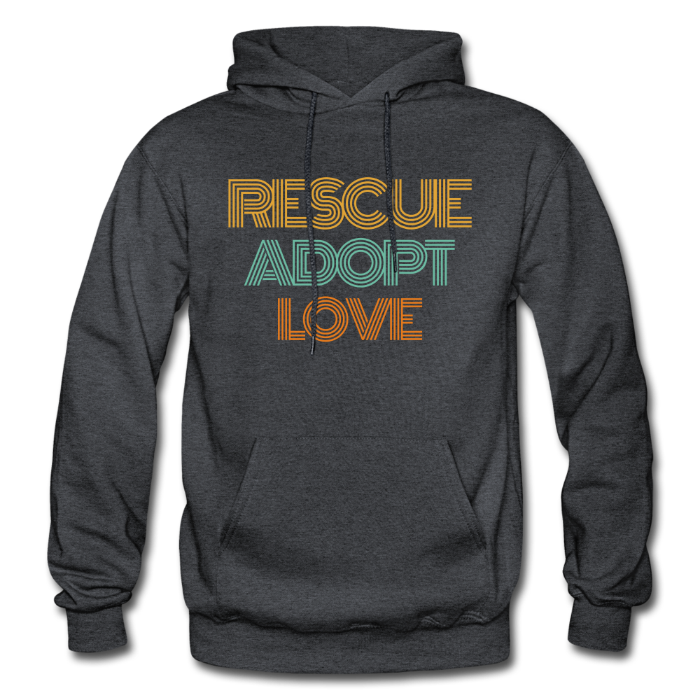 Rescue Adopt Love Hoodie - charcoal grey