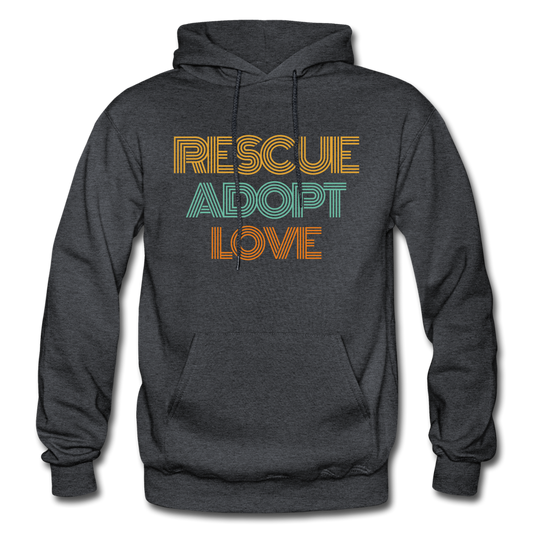 Rescue Adopt Love Hoodie - charcoal grey