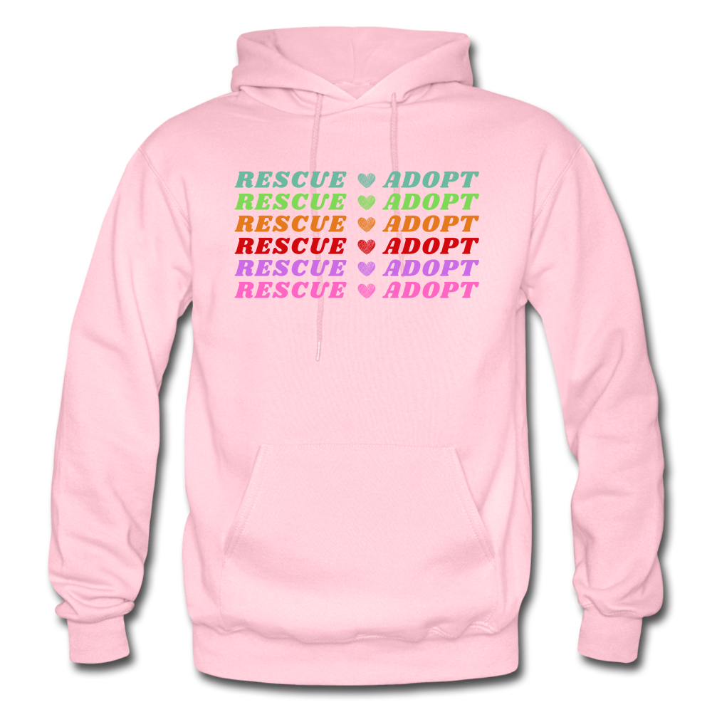 Rescue Adopt Rainbow Hoodie - light pink