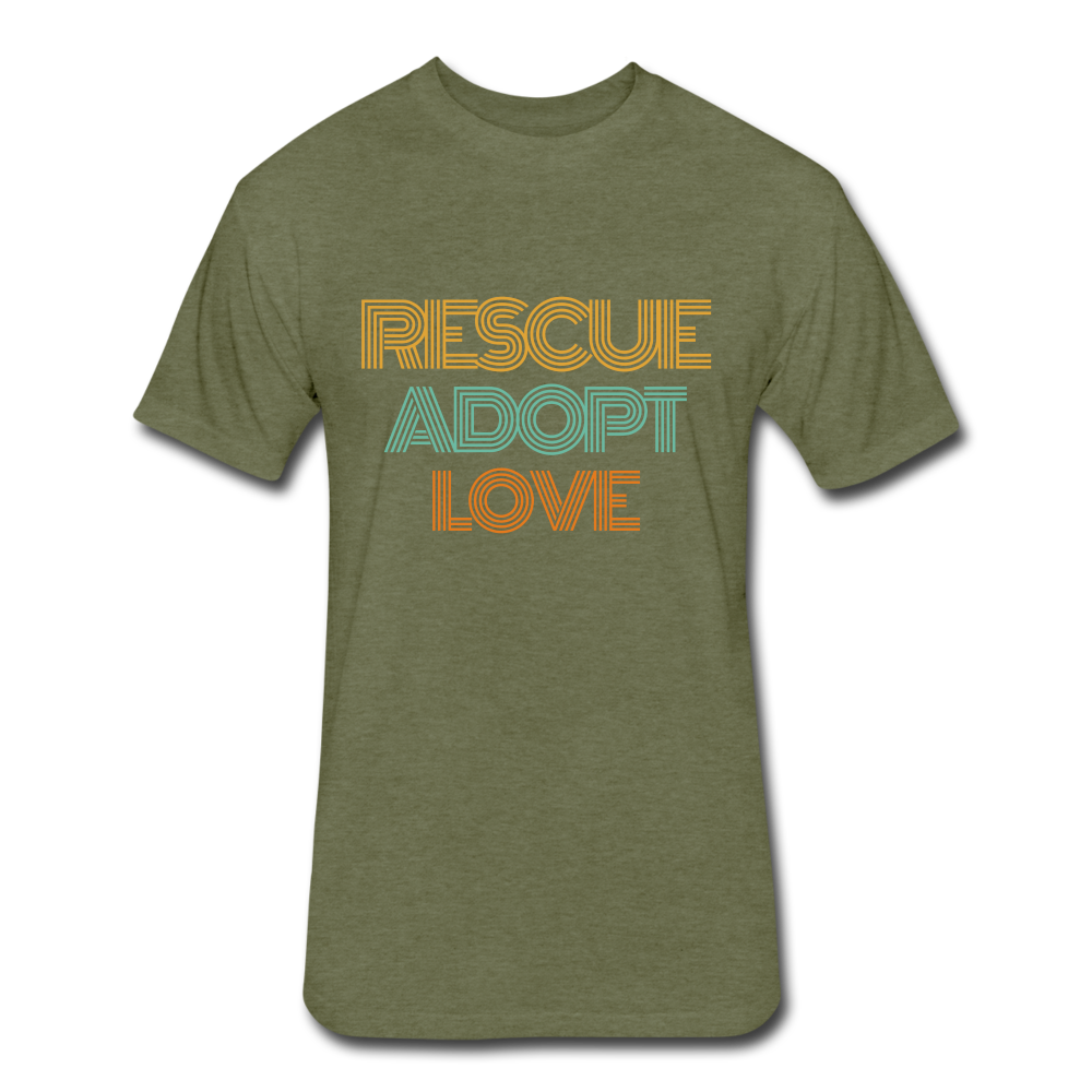 Rescue Adopt Love Tee - heather military green