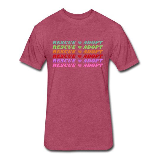 Rescue Adopt Rainbow Tee - heather burgundy